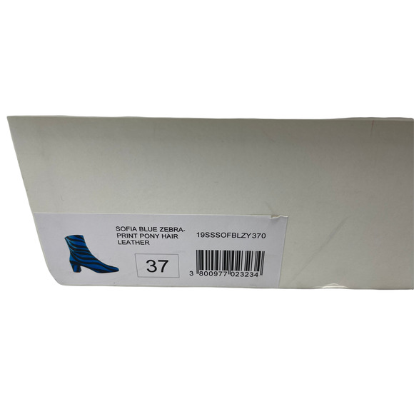 NWT by Far Blue Sophia Zebra Print Pony Hair Boot EU 37 US 6.5 or 7 - Picture 10 of 12